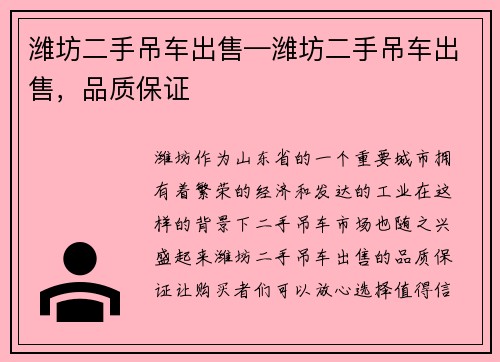 潍坊二手吊车出售—潍坊二手吊车出售，品质保证